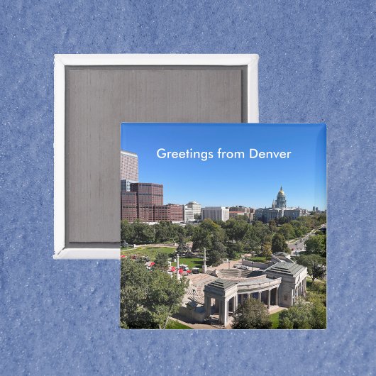 Blick auf die Skyline von Denver mit State Capitol Magnet