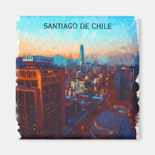 Blick auf die Skyline von Santiago de Chile Magnet