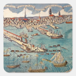 Blick auf die Stadt Boston Quadratischer Aufkleber