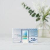 Blick auf die tropische Insel im Winter Visitenkarte (Stehend Vorderseite)