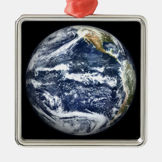 Blick auf die Vollerde, zentriert auf den Pazifikr Silbernes Ornament (Vorne)