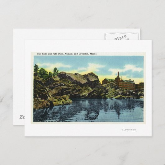 Blick auf die Wasserfälle und den alten Mann Postkarte (Vorne/Hinten)