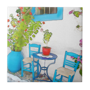 Blick auf die Wasserfarben Fliese