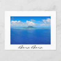 Blick auf die weiße Postkarte von Bora Bora