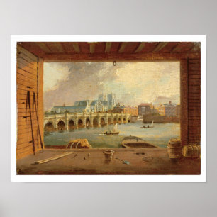 Blick auf die Westminster-Brücke (Öl auf Tafel) Poster