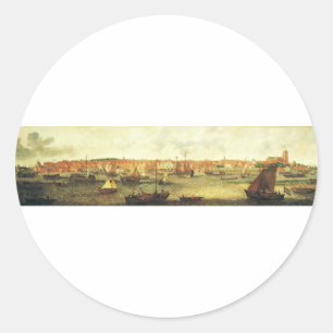 Blick auf Dordrecht von Norden von Adam Willaerts Runder Aufkleber