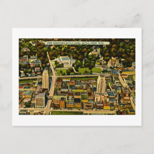 Blick auf Downtown Battle Creek, Michigan Vintage Postkarte