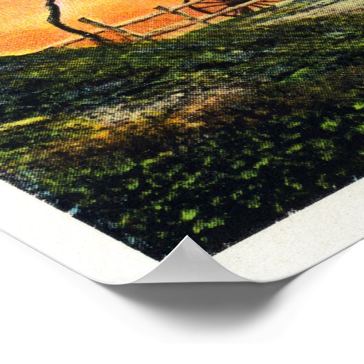 Blick auf eine alte Windmühle Poster (Ecke)