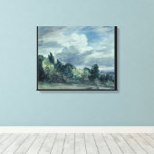 Blick auf eine weite Landschaft, mit Bäumen im Vor Leinwanddruck (Insitu (Holzboden))