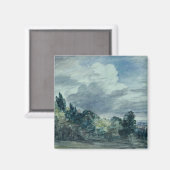 Blick auf eine weite Landschaft, mit Bäumen im Vor Magnet (Vorderseite/Rückseite)