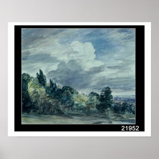 Blick auf eine weite Landschaft, mit Bäumen im Vor Poster (Vorne)