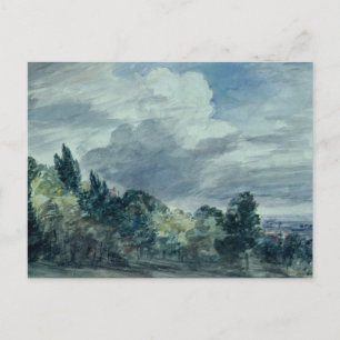 Blick auf eine weite Landschaft, mit Bäumen im Vor Postkarte