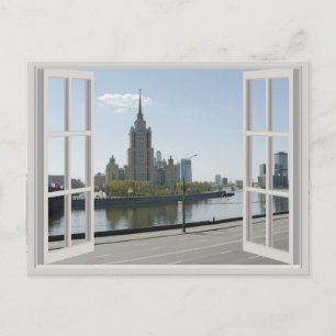 Blick auf einen Moskauer Wolkenkratzer Postkarte