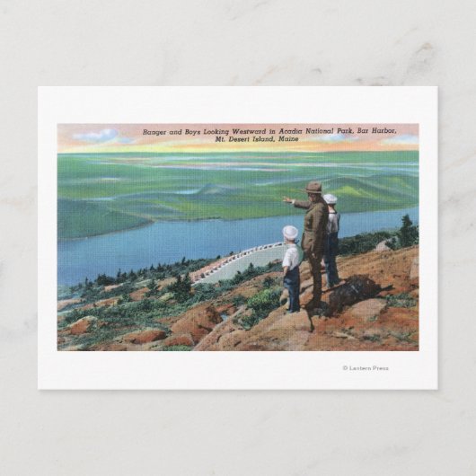 Blick auf einen Park Ranger und Jungen mit Blick n Postkarte (Vorderseite)