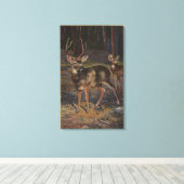 Blick auf einen wilden Buck & Doe Leinwanddruck (Insitu (Holzboden))