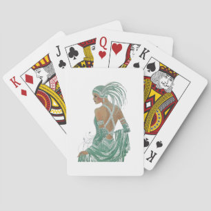 Blick auf Eleganz: Grünes rückfreies Kleiddesign Spielkarten