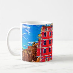 Blick auf farbenfrohe Häuser in Cinque Terre, Ital Kaffeetasse