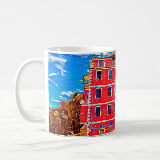 Blick auf farbenfrohe Häuser in Cinque Terre, Ital Kaffeetasse
