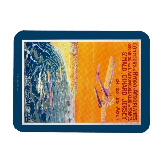 Blick auf Float-Flugzeug in Luft- und Wasserplakat Magnet (Horizontal)