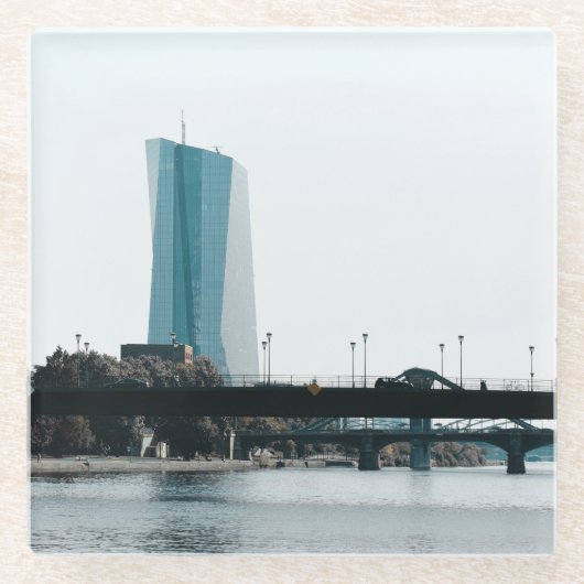 Blick auf Frankfurt Glasuntersetzer (Vorderseite)