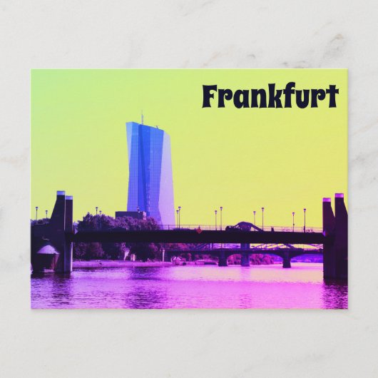 Blick auf Frankfurt & Pink Sky Postkarte (Vorderseite)
