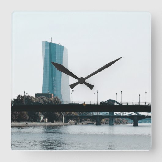 Blick auf Frankfurt Quadratische Wanduhr (Vorderseite)