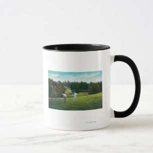Blick auf Golfer Über Bereit zum SwingOakland, CA Tasse