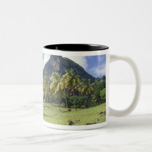 Blick auf Gros Piton entlang des historischen Wege Zweifarbige Tasse