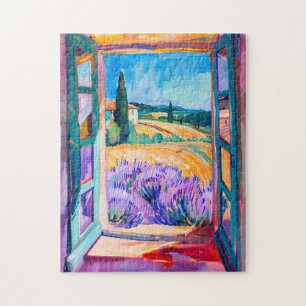 Blick auf Lavendelfelder im Sommer. Malerei Puzzle