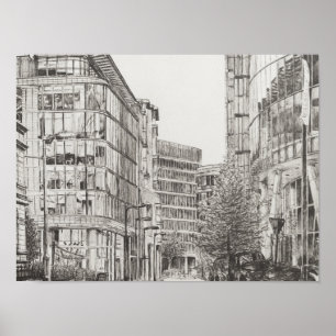 Blick auf Manchester Deansgate vom Café aus.2010 Poster