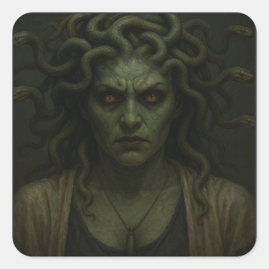 Blick auf Medusa Quadratischer Aufkleber (Vorderseite)