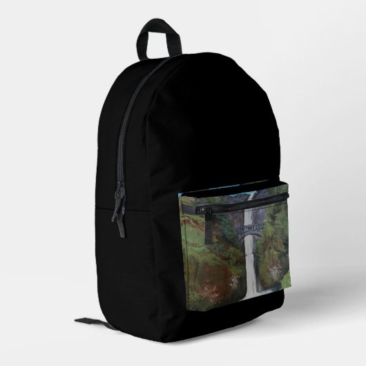 Blick auf Multnomah Falls Bedruckter Rucksack (Rückseitige Ecke links)