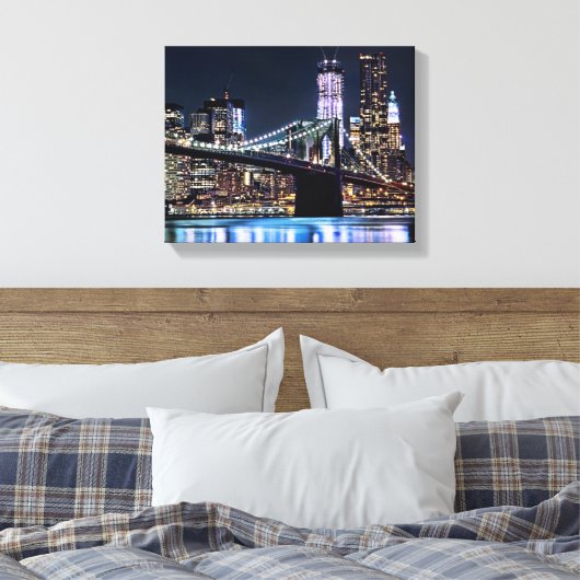 Blick auf New Yorks Brooklyn Bridge-Reflexion Leinwanddruck (Insitu (Schlafzimmer))