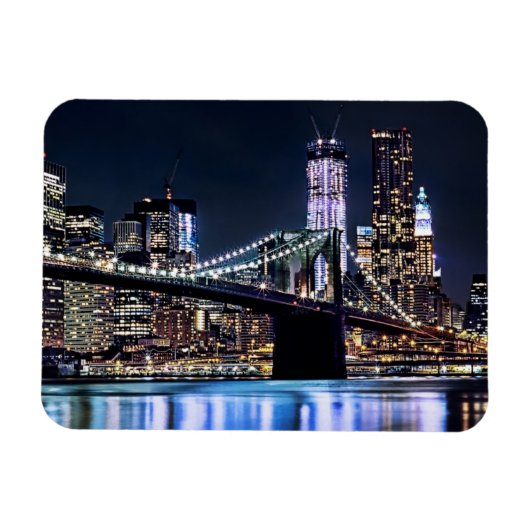 Blick auf New Yorks Brooklyn Bridge-Reflexion Magnet (Horizontal)