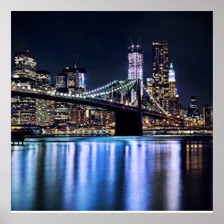 Blick auf New Yorks Brooklyn Bridge-Reflexion Poster