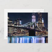 Blick auf New Yorks Brooklyn Bridge-Reflexion Postkarte (Vorne/Hinten)