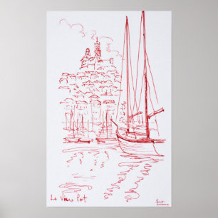 Blick auf Notre-Dame de la Garde Alter Hafen, Ma Poster