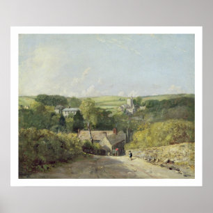Blick auf Osmington Village mit Kirche und Vi Poster