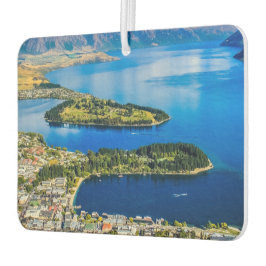 Blick auf Queenstown vom Gipfel von Bob, Neuseelan Autolufterfrischer