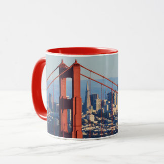 Blick auf San Francisco durch die Golden Gate Brid Tasse