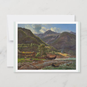 Blick auf Skjolden in Lyster, Norwegen 1843 JCC Da Postkarte