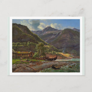Blick auf Skjolden in Lyster, Norwegen 1843 JCC Da Postkarte