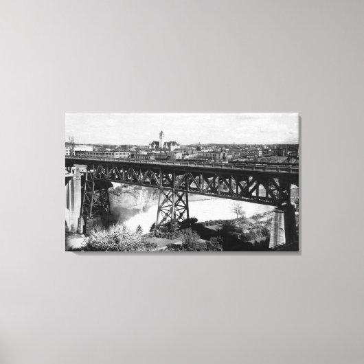 Blick auf Spokane Falls und Brücke Leinwanddruck (Vorderseite)