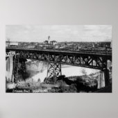 Blick auf Spokane Falls und Brücke Poster (Vorne)