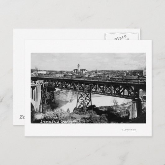 Blick auf Spokane Falls und Brücke Postkarte (Vorne/Hinten)