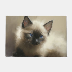 Blick auf Unschuld Siam Kitten Portrait Fußmatte