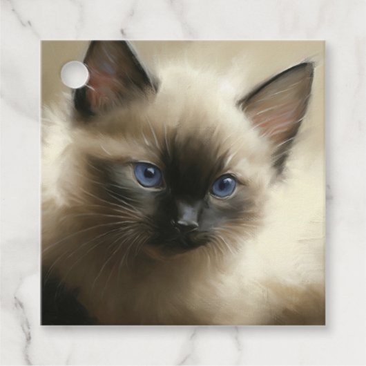 Blick auf Unschuld Siam Kitten Portrait Geschenk T Geschenkanhänger (Vorderseite)