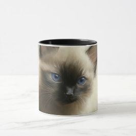 Blick auf Unschuld Siam Kitten Portrait Tasse
