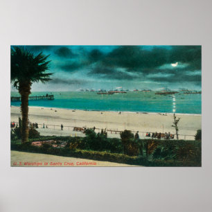 Blick auf US-Kriegsschiffe im OceanSanta Cruz, CA Poster