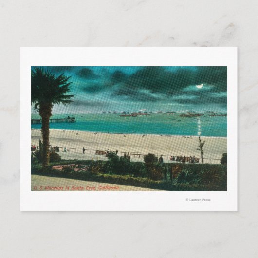 Blick auf US-Kriegsschiffe im OceanSanta Cruz, CA Postkarte (Vorderseite)